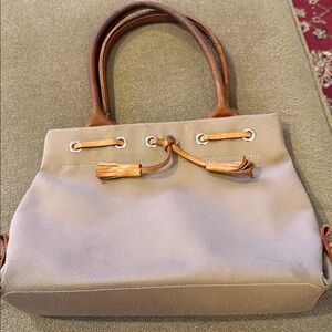 Dooney and Bourke Tan Tassel Tote Purse Canvas & Leather (TD)
